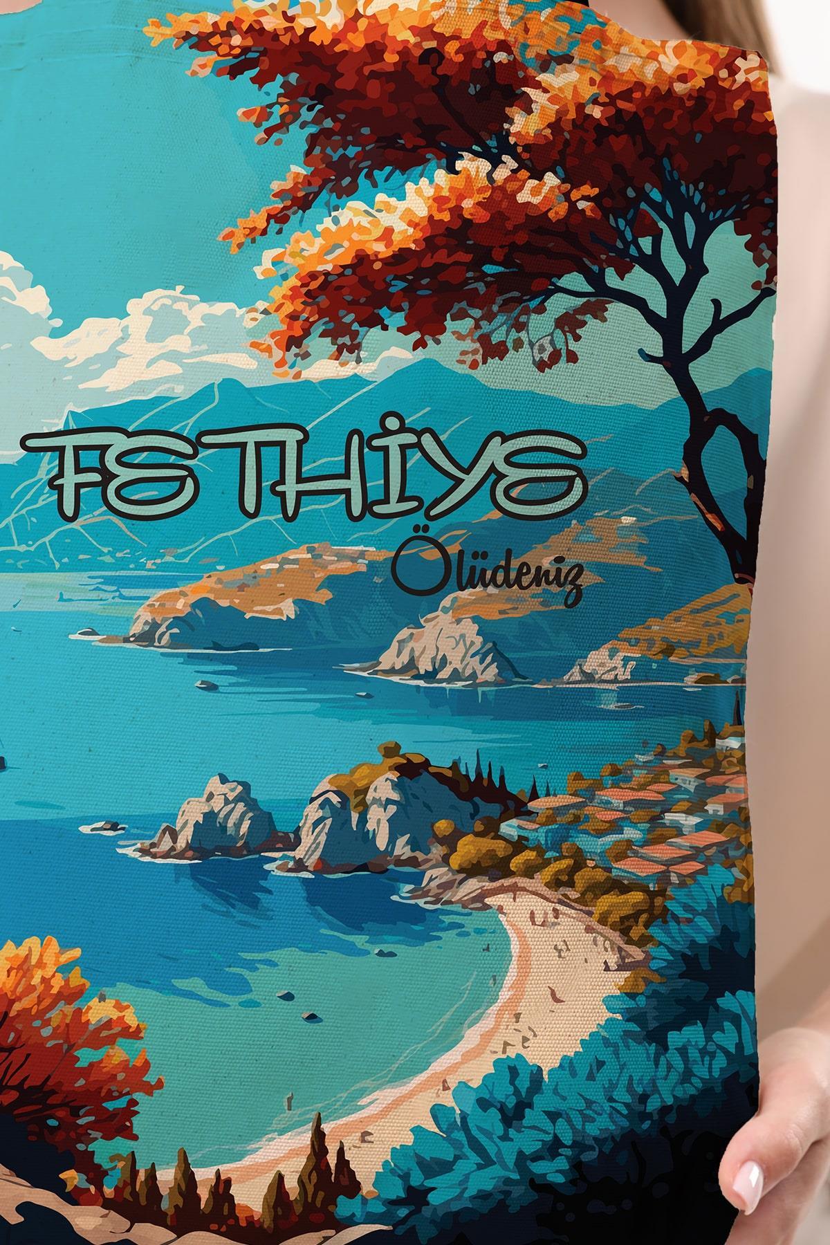 Kanvas Fethiye Ölüdeniz Baskılı Bez Çanta