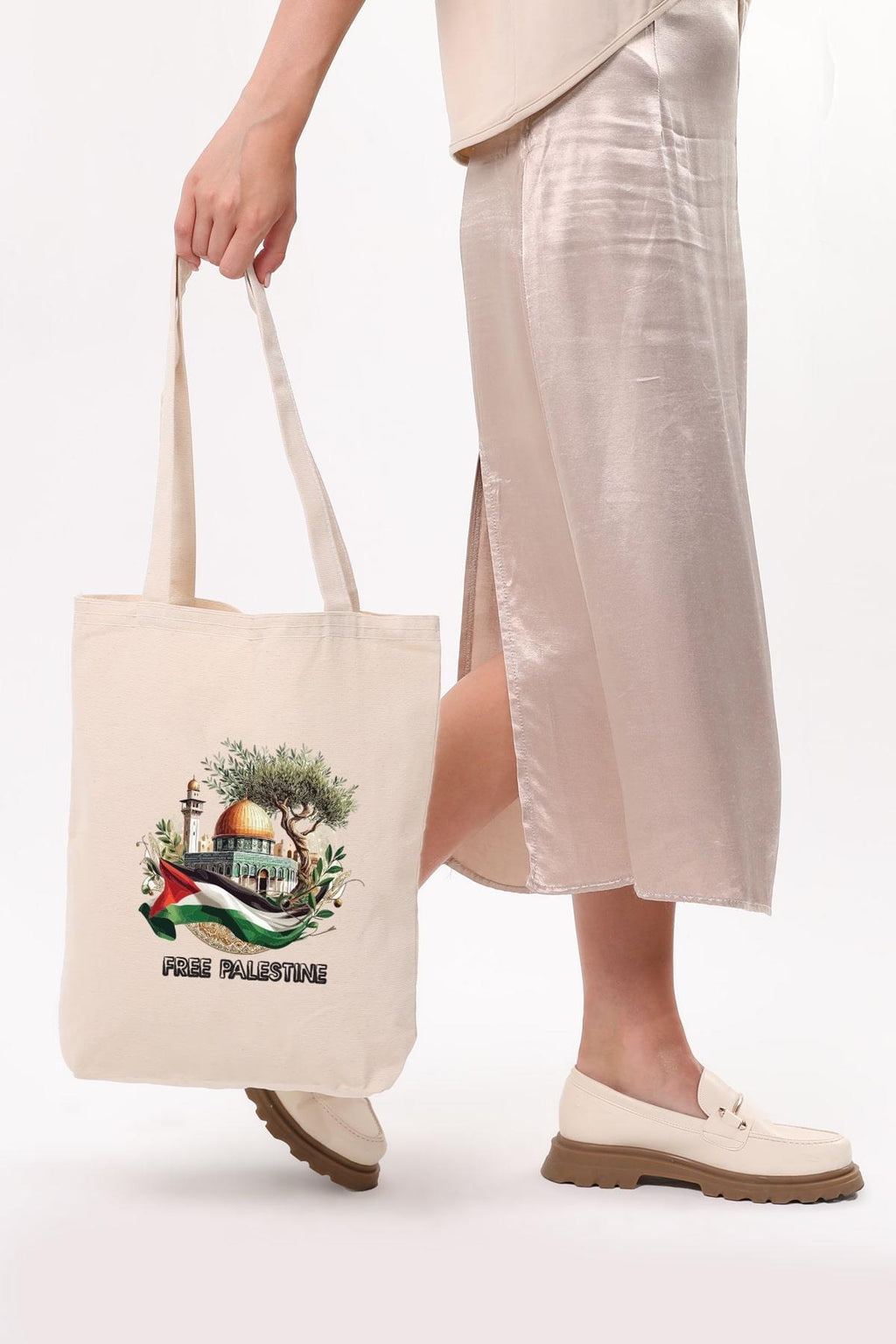 Kanvas Free Palestine Baskılı Bez Çanta