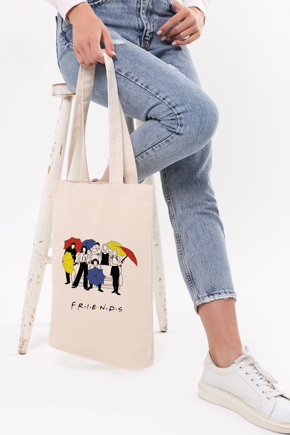 Kanvas Friends Umbrella Baskılı Bez Çanta