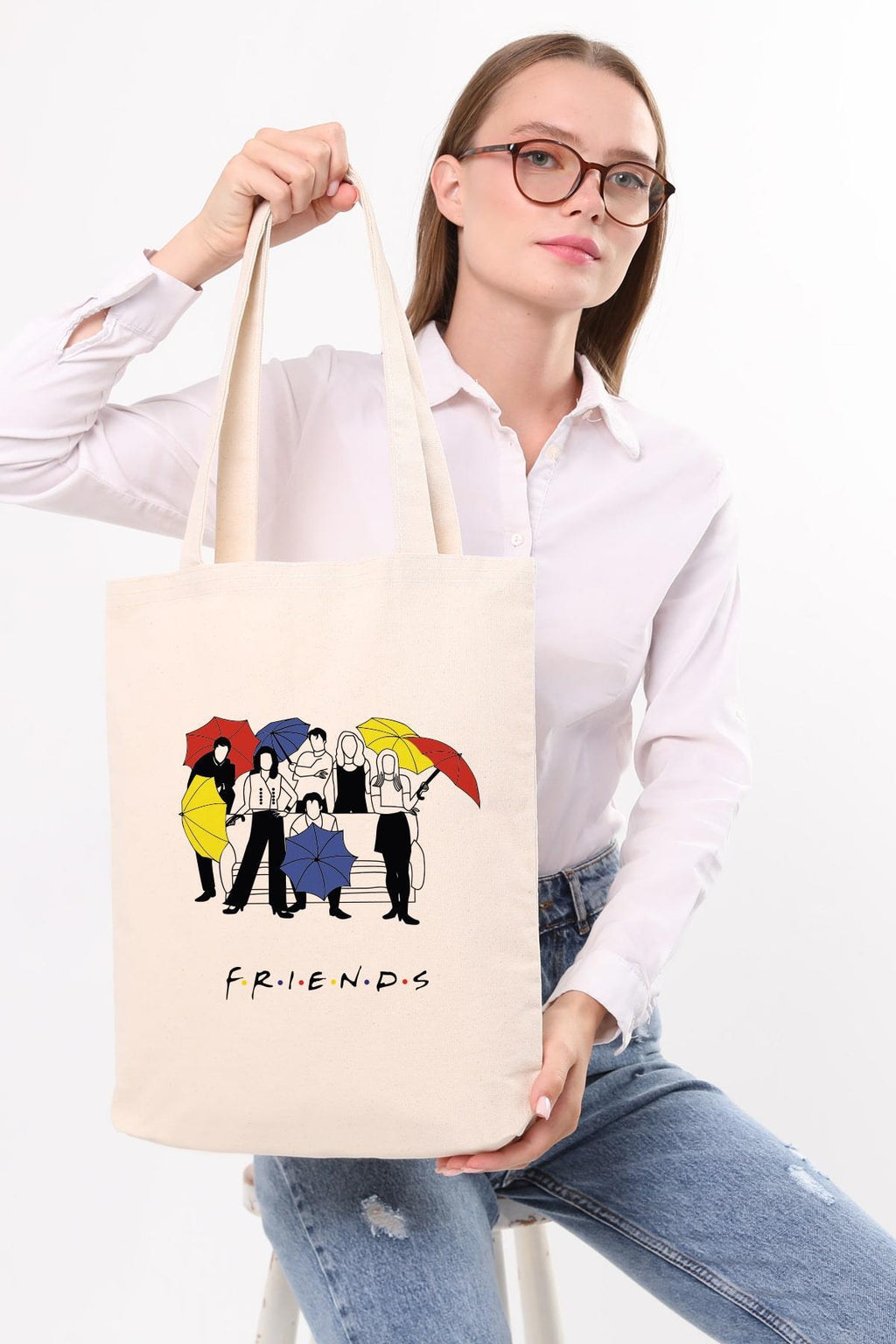Kanvas Friends Umbrella Baskılı Bez Çanta