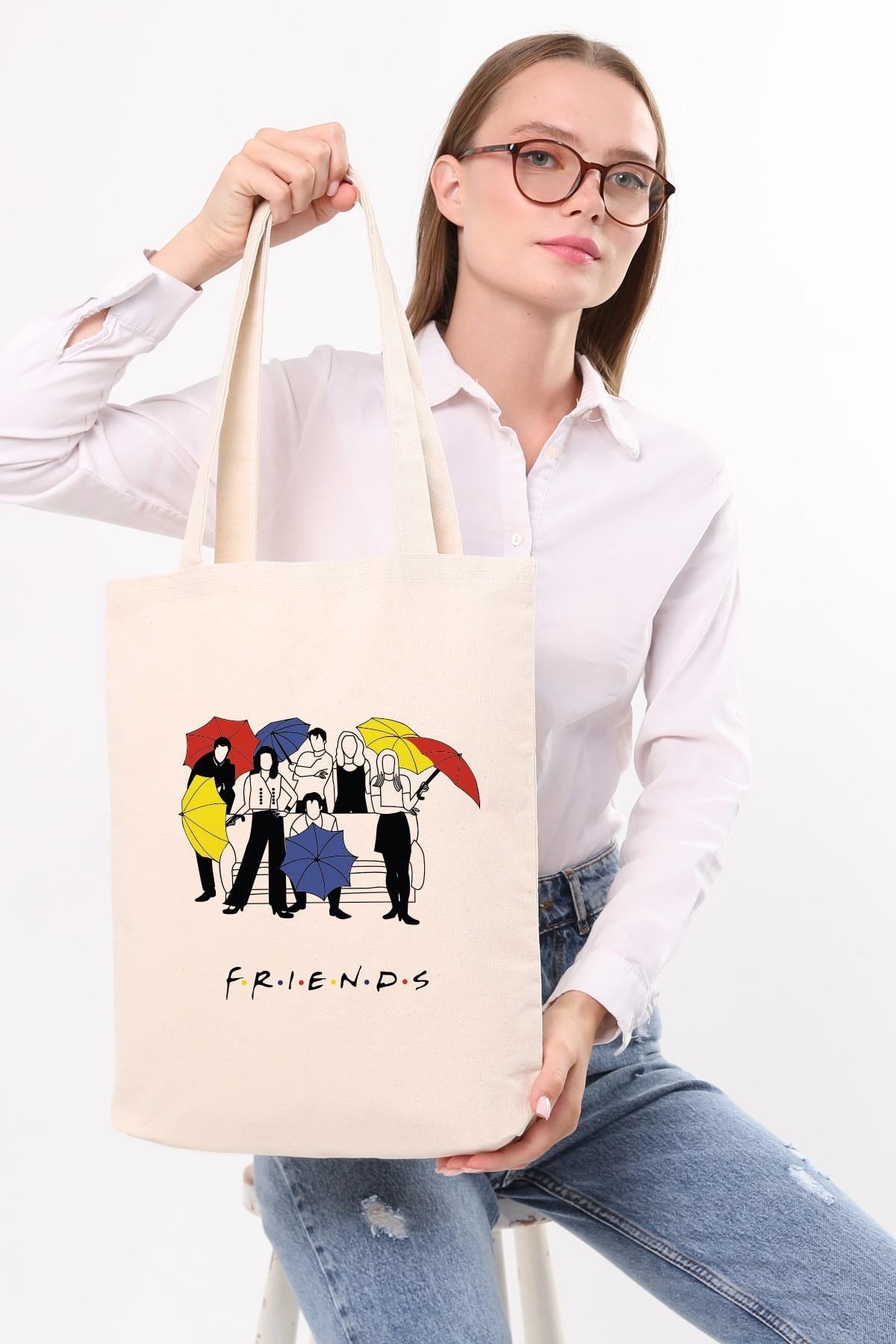 Kanvas Friends Umbrella Baskılı Bez Çanta