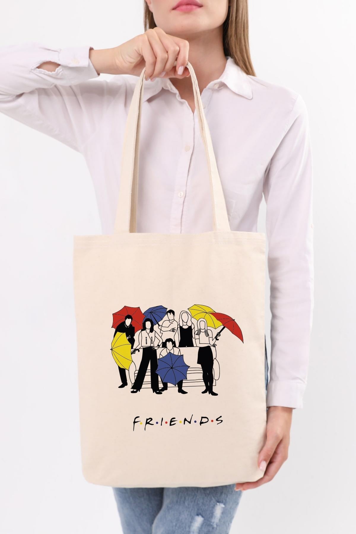 Kanvas Friends Umbrella Baskılı Bez Çanta
