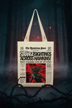 Strangr Thngs Temalı Kanvas Bez Omuz Çantası – 35x40 cm, 300 gr Kalın Kumaş, Özel Tasarım Tote Çanta