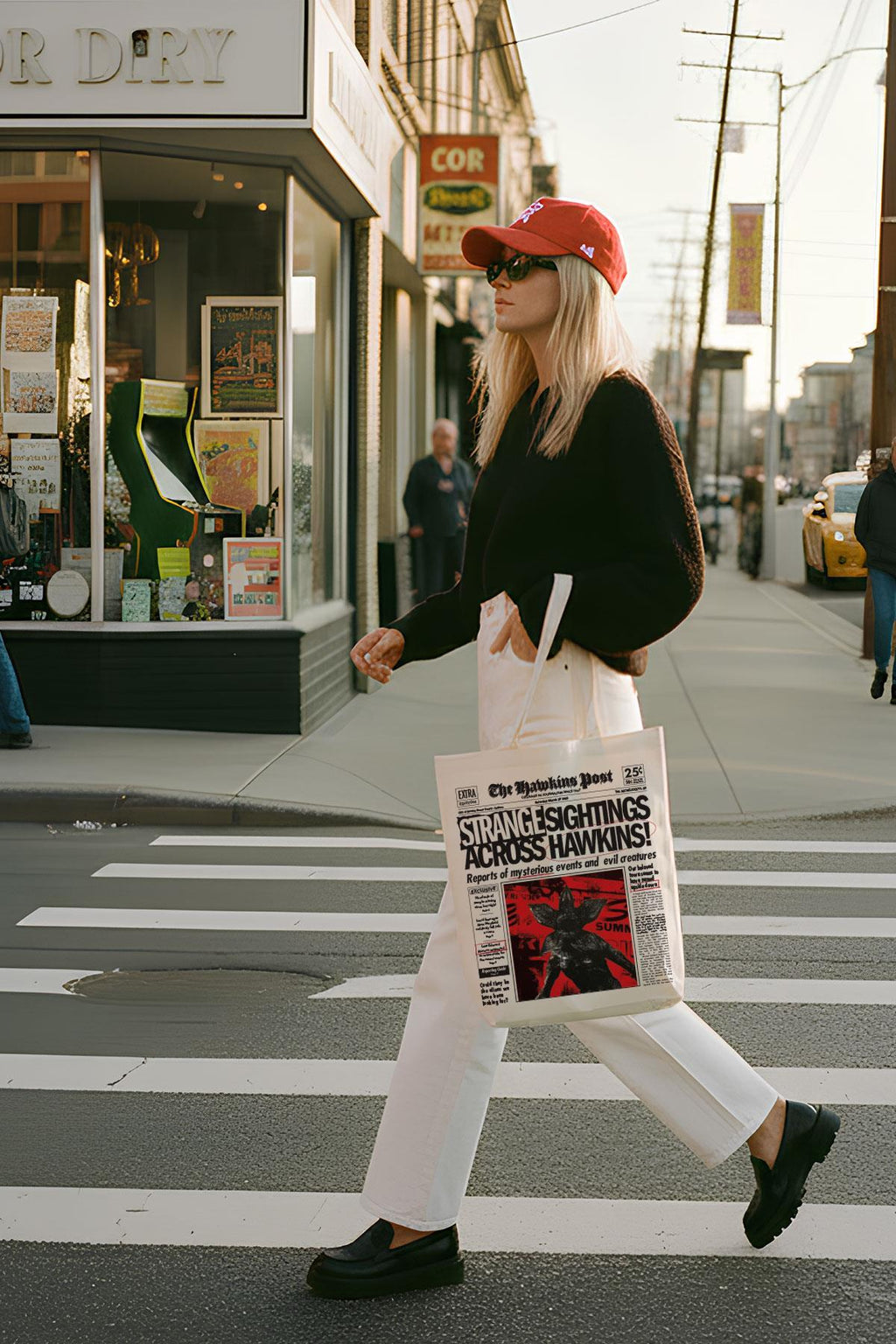 Strangr Thngs Temalı Kanvas Bez Omuz Çantası – 35x40 cm, 300 gr Kalın Kumaş, Özel Tasarım Tote Çanta