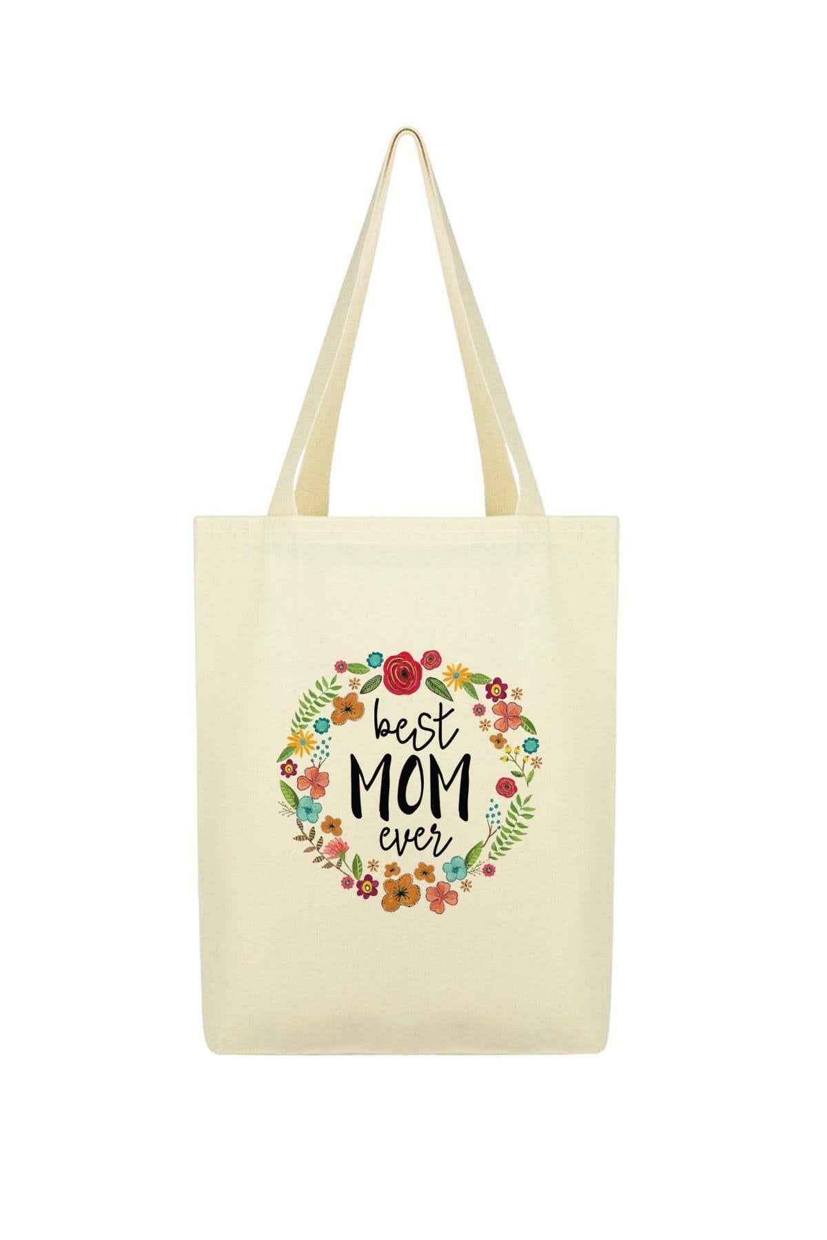 Kanvas Best Mom Ever Baskılı Bez Çanta