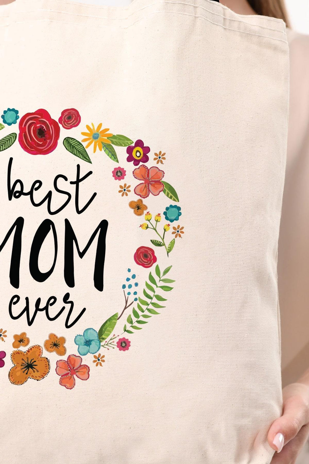 Kanvas Best Mom Ever Baskılı Bez Çanta