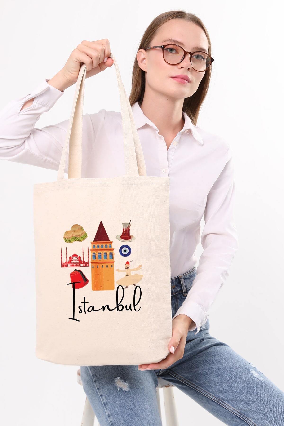 Kanvas Festanbul Baskılı Bez Çanta