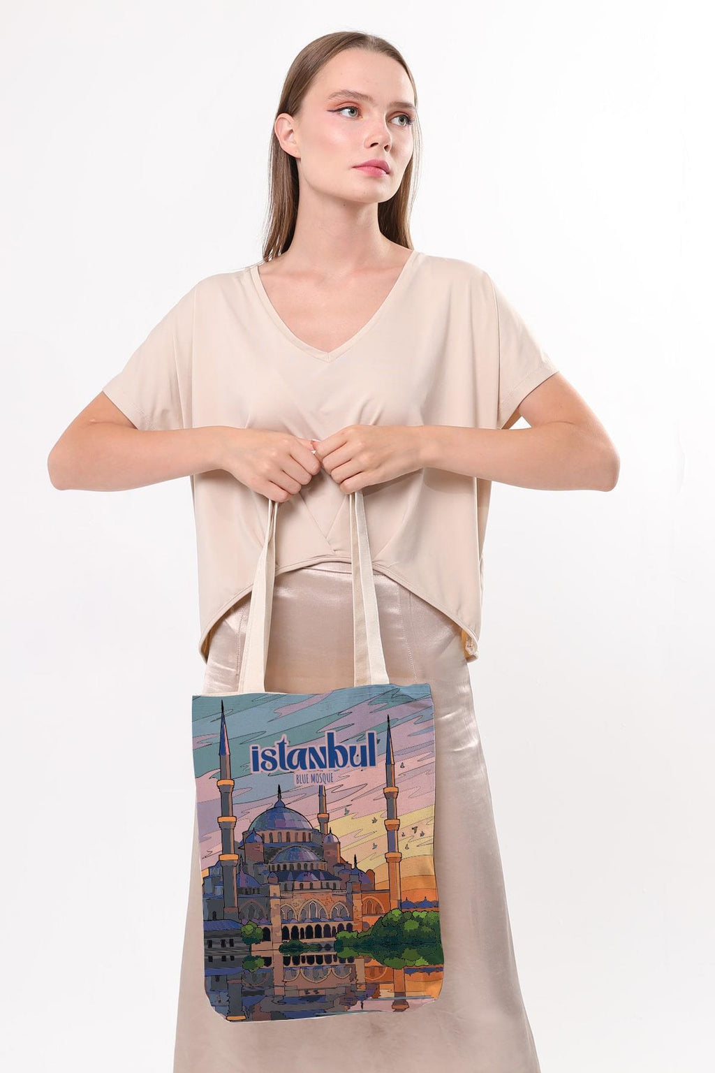 Kanvas İstanbul Blue Mosque Baskılı Bez Çanta