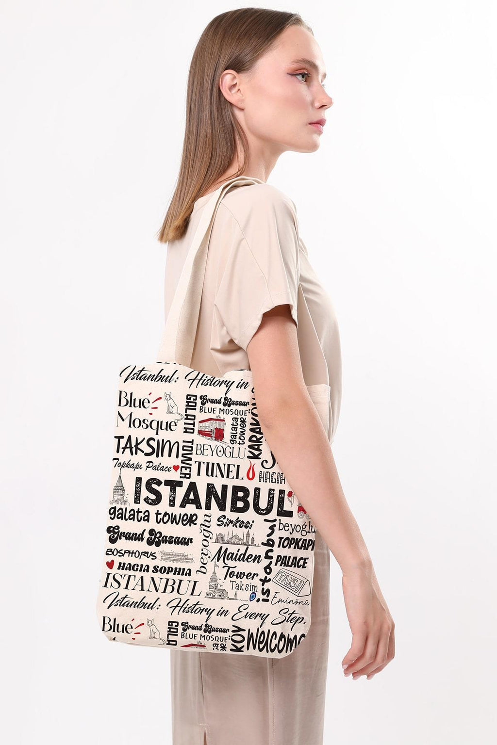 Kanvas Write İstanbul Baskılı Bez Çanta