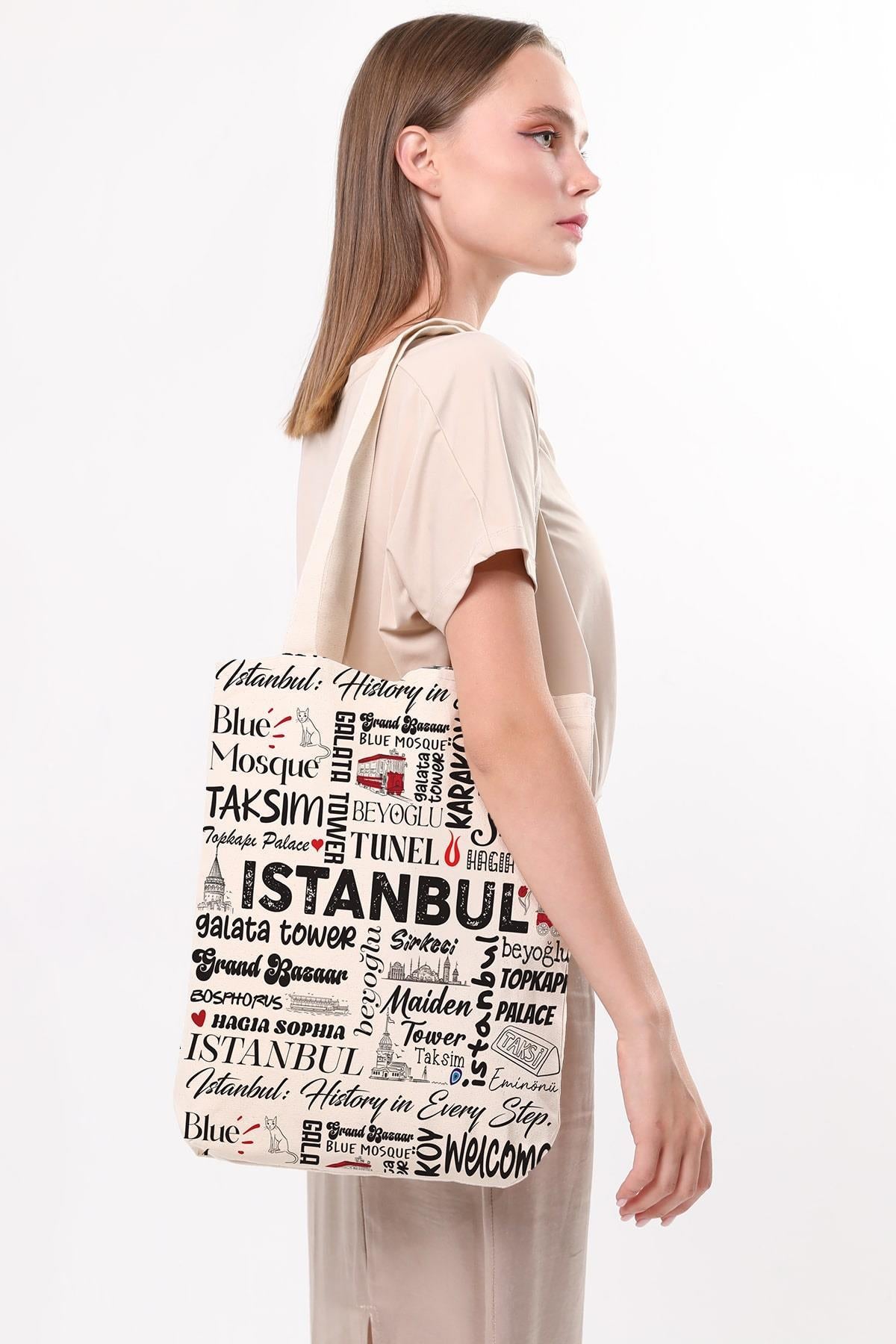 Kanvas Write İstanbul Baskılı Bez Çanta