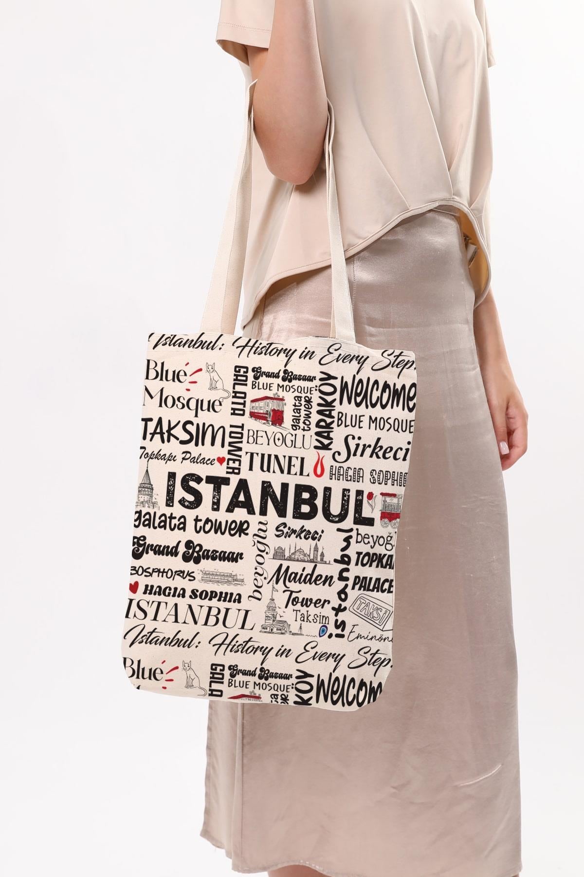 Kanvas Write İstanbul Baskılı Bez Çanta