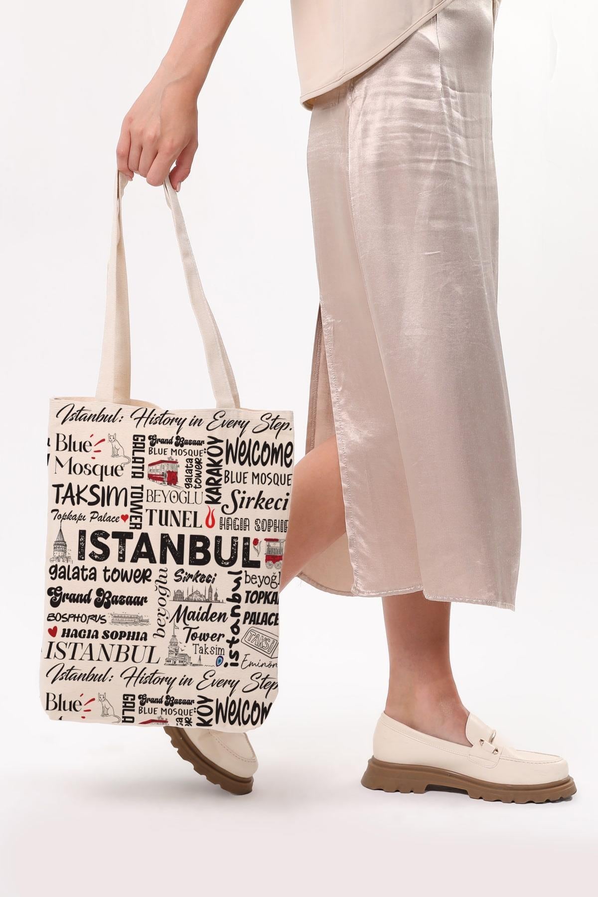 Kanvas Write İstanbul Baskılı Bez Çanta