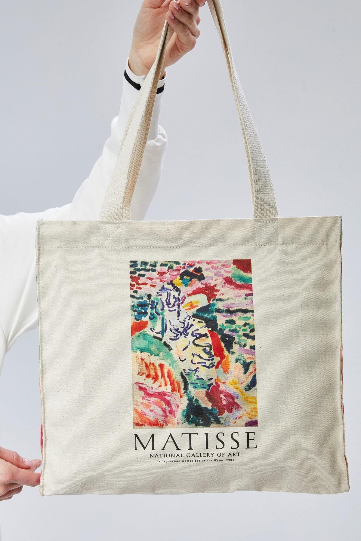 Kanvas Körükleri Matisse Baskılı Çanta