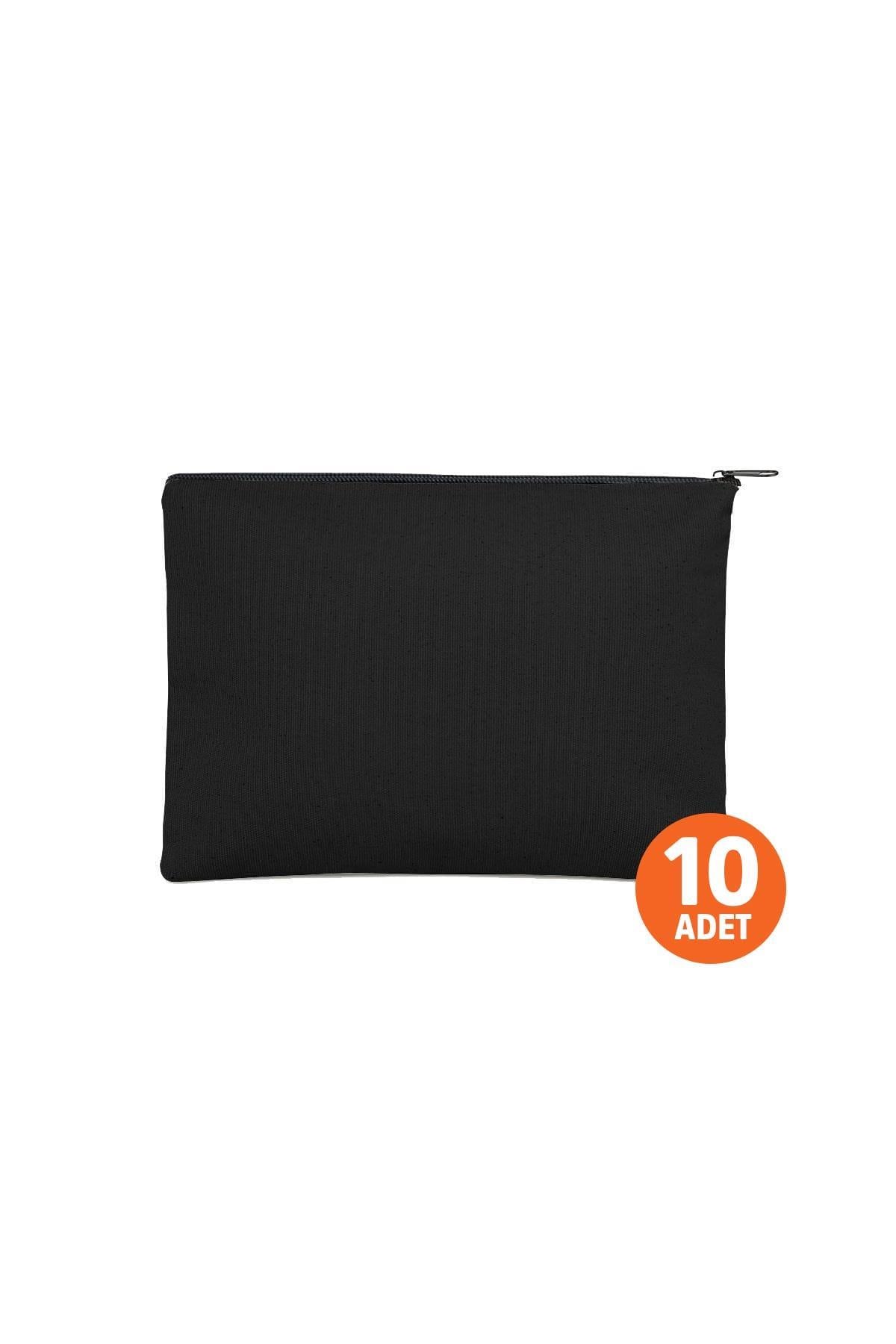 SİYAH KANVAS KUMAŞ CLUTCH ÇANTA | 10 ADET