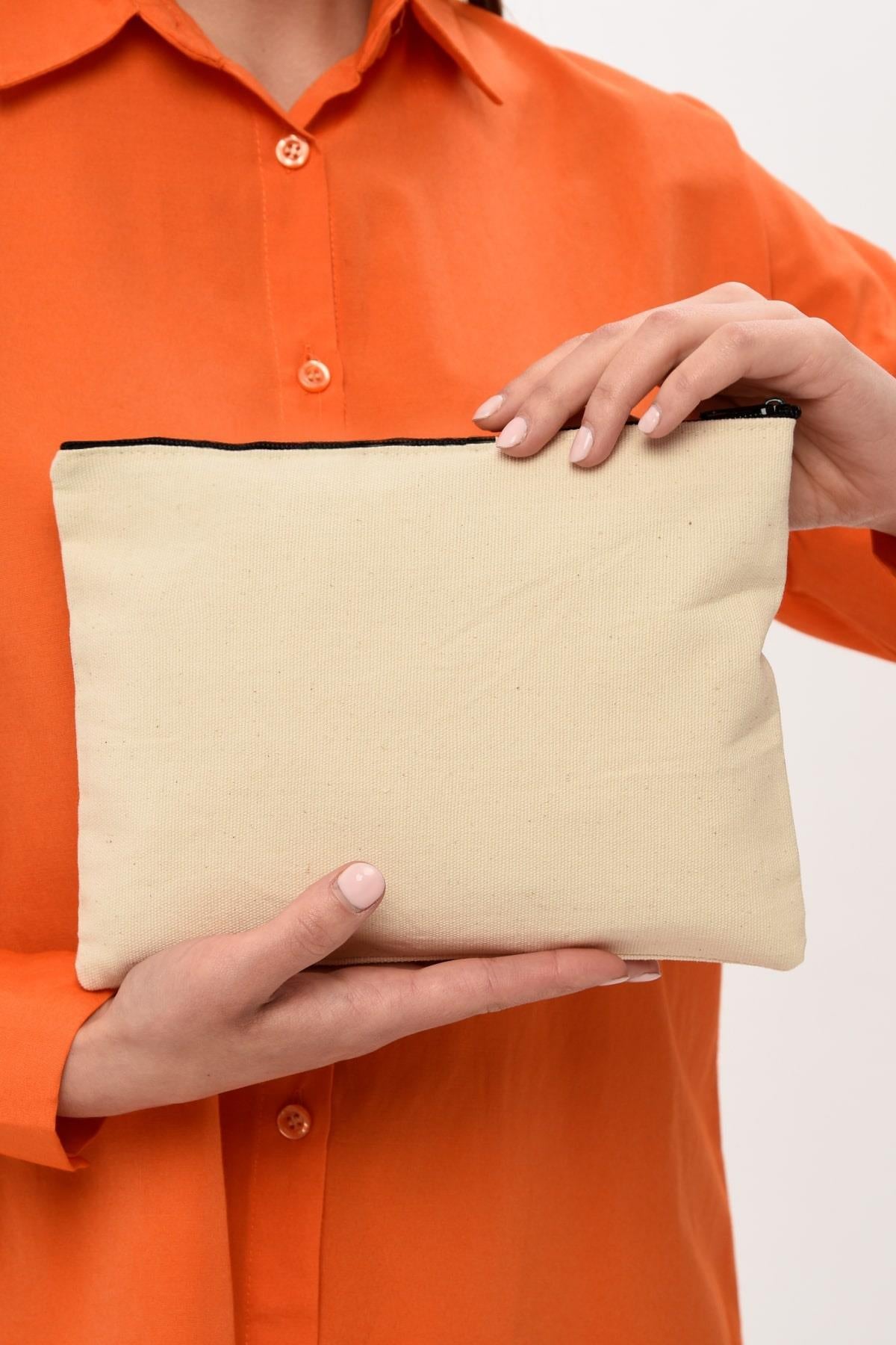 KANVAS KUMAŞ CLUTCH ÇANTA (25X18)