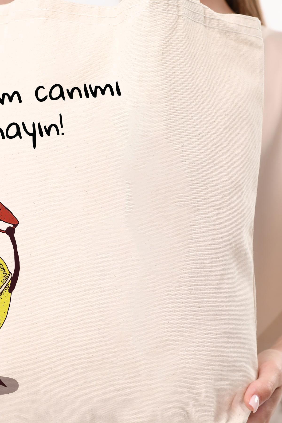 Kanvas Limon Baskılı Bez Çanta