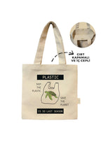Kanvas Plastic Is So Last Season Baskılı Cırtlı Çanta