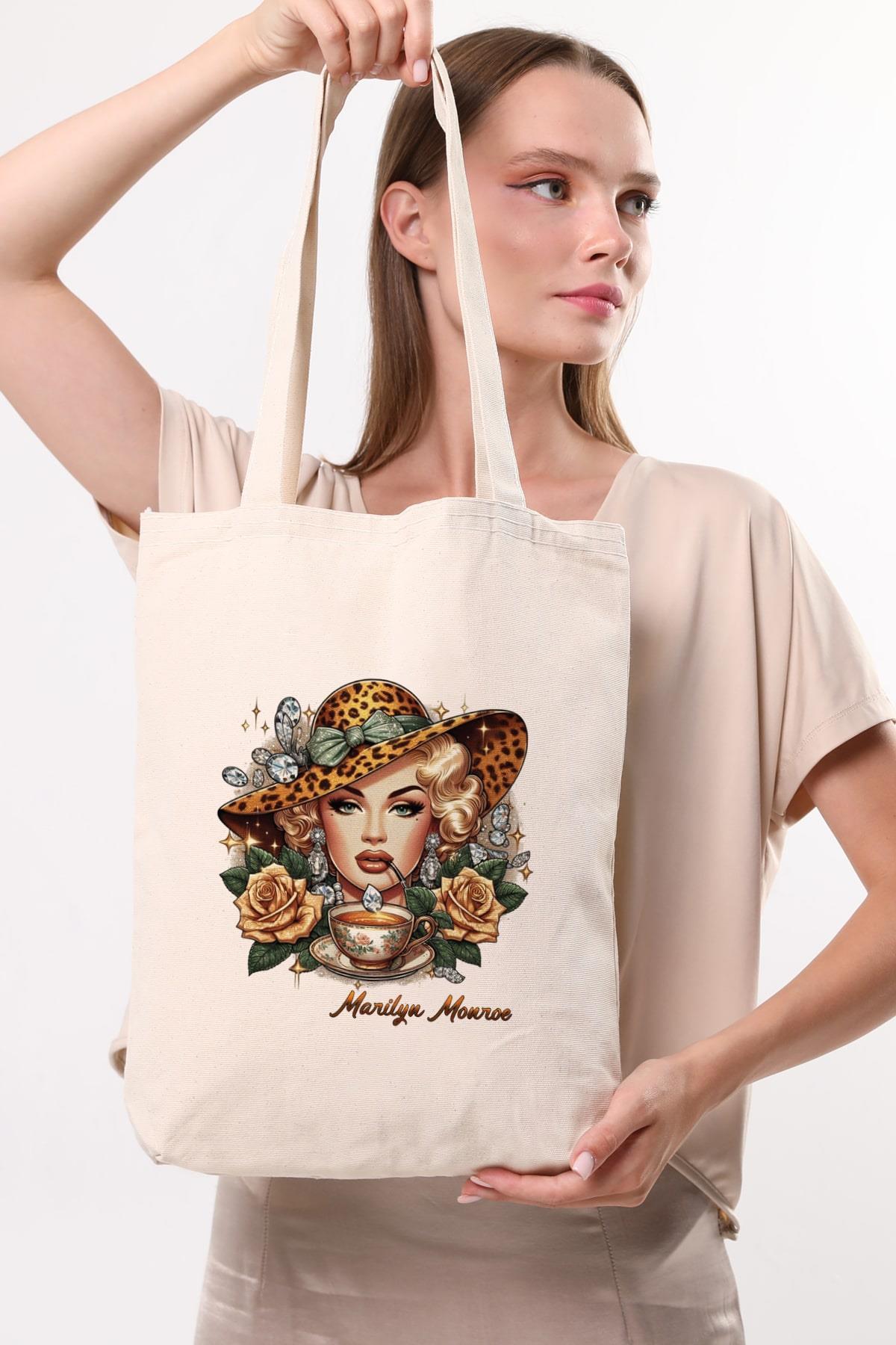 Kanvas Marilyn Monroe Baskılı Bez Çanta