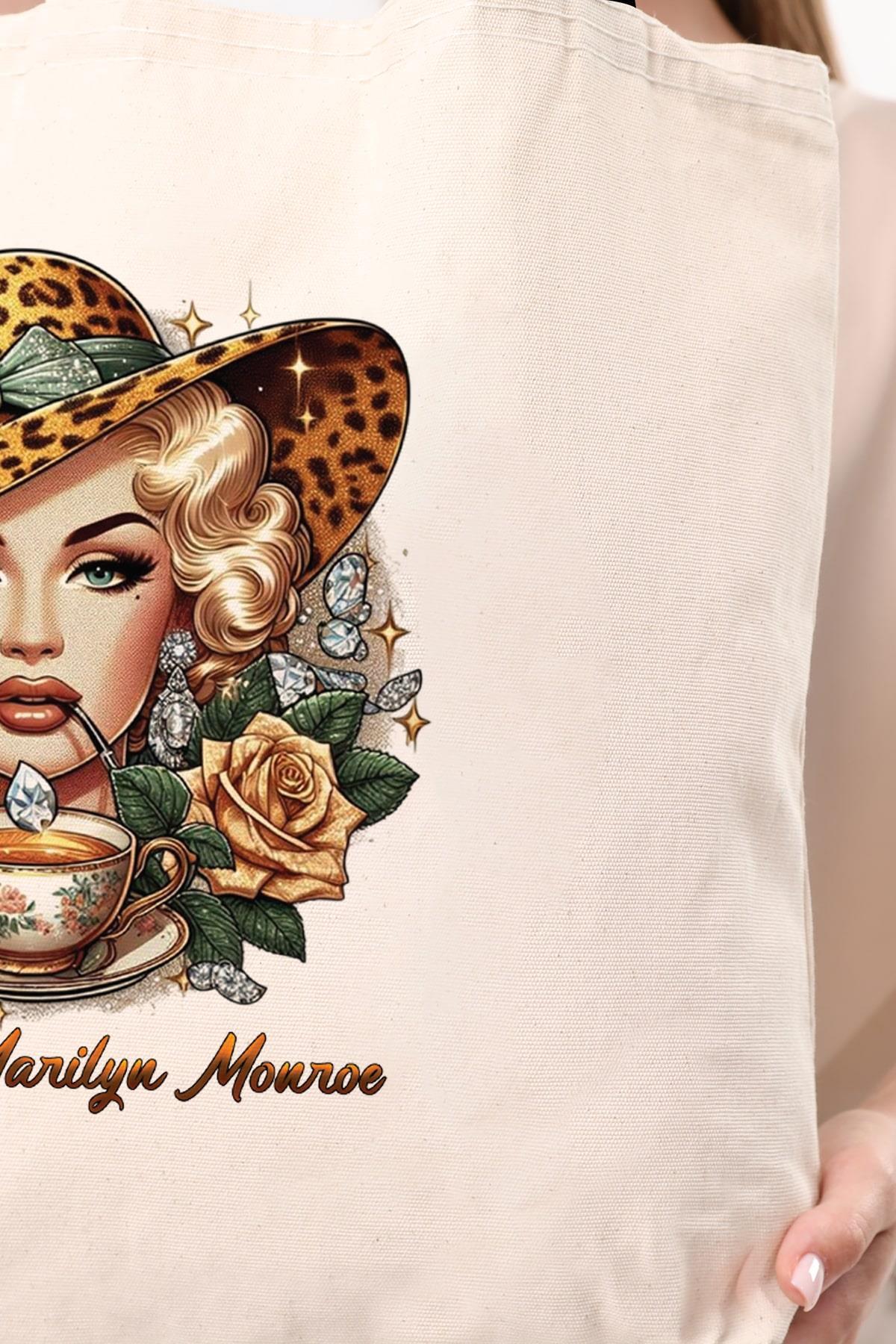 Kanvas Marilyn Monroe Baskılı Bez Çanta