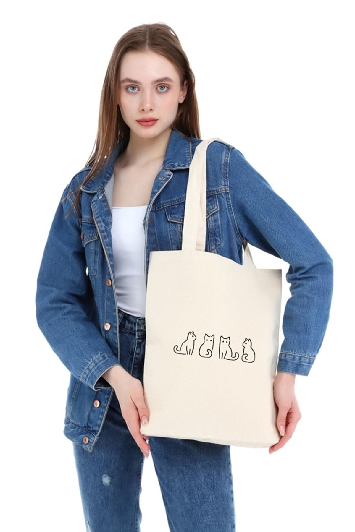 Kanvas Minik Kediler Bez Çanta C0570