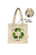 Kanvas Green Circle Baskılı Cırtlı Çanta