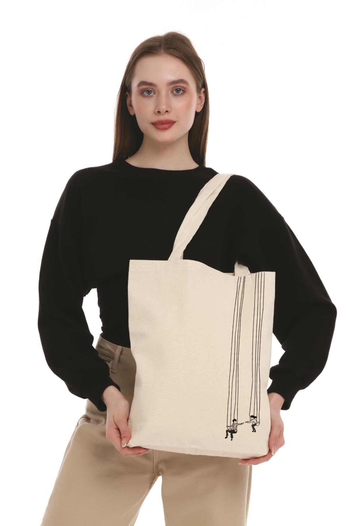 Kanvas Salıncak Baskılı Bez Çanta