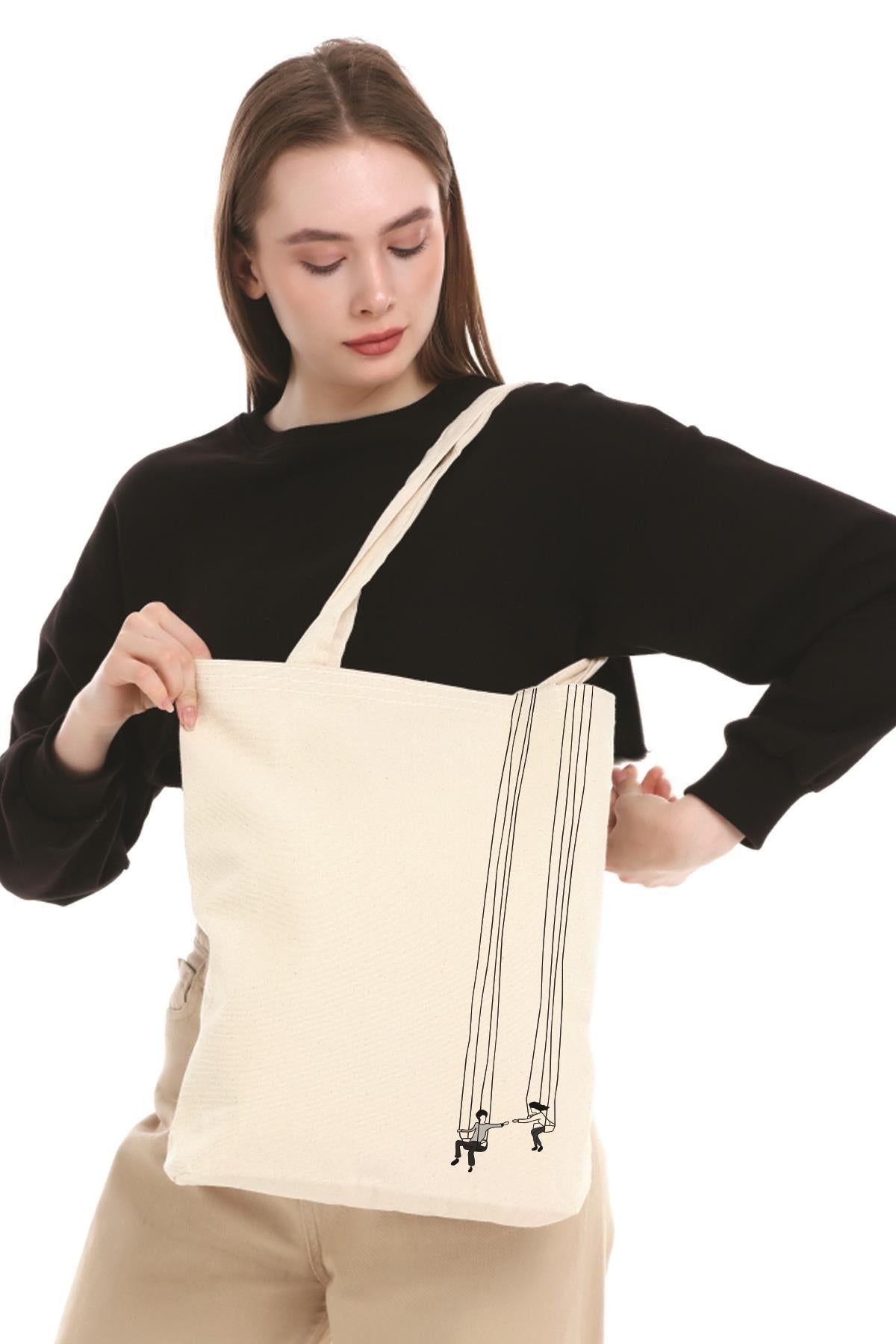 Kanvas Salıncak Baskılı Bez Çanta