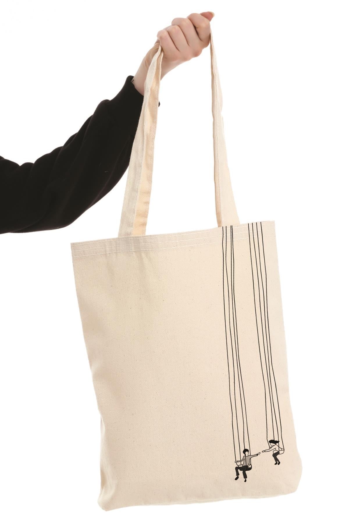 Kanvas Salıncak Baskılı Bez Çanta