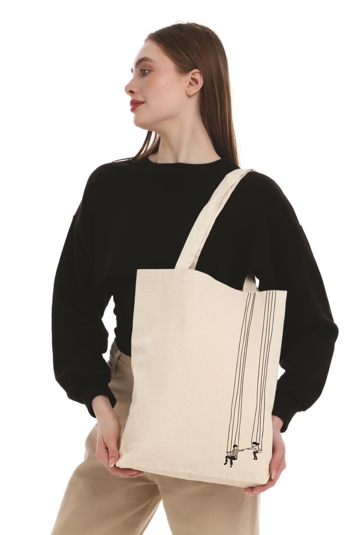 Kanvas Salıncak Baskılı Bez Çanta