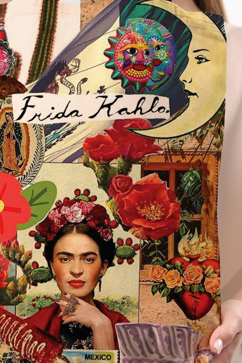 Kanvas Tam Boy Frida Baskılı Bez Çanta