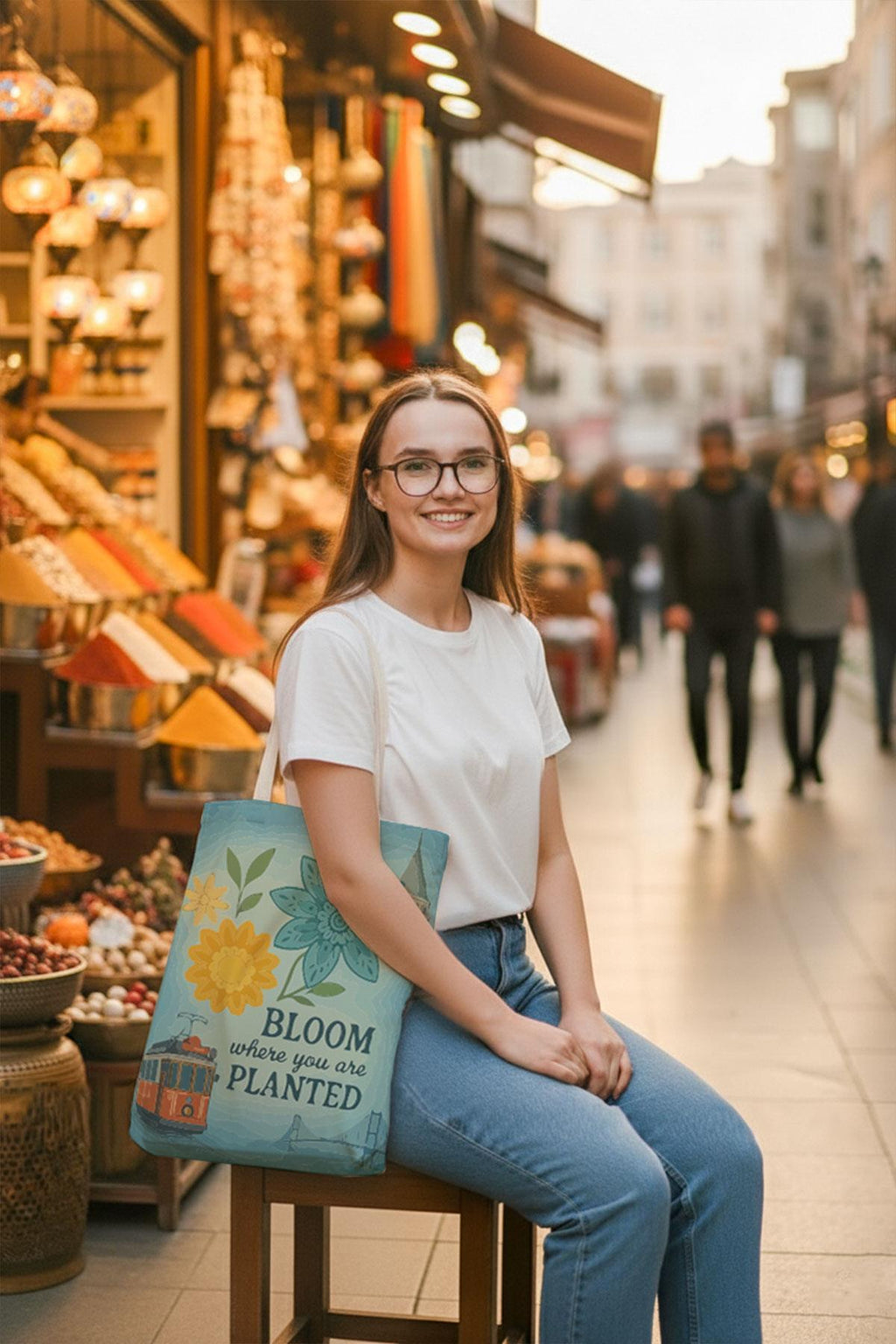 Kanvas İstanbul Bloom Baskılı Bez Çanta
