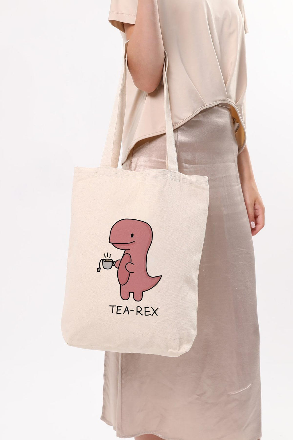 Kanvas Tea-rex Baskılı Bez Çanta