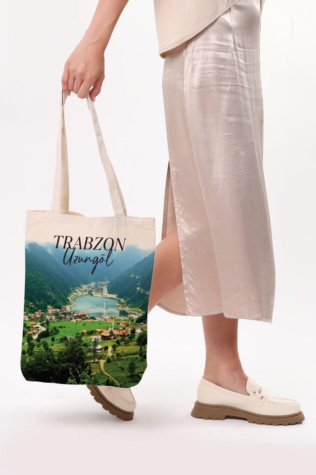 Kanvas Trabzon Uzungöl Baskılı Bez Çanta