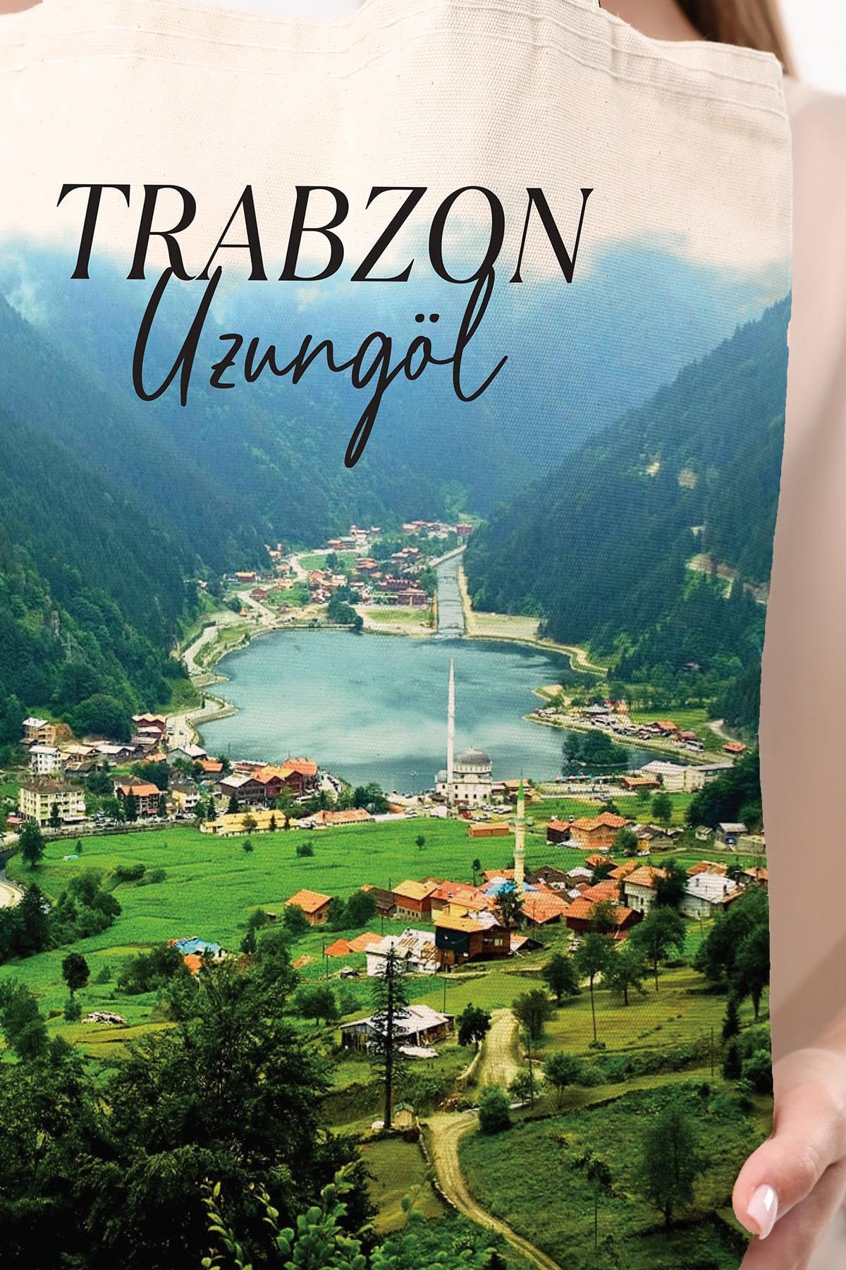 Kanvas Trabzon Uzungöl Baskılı Bez Çanta