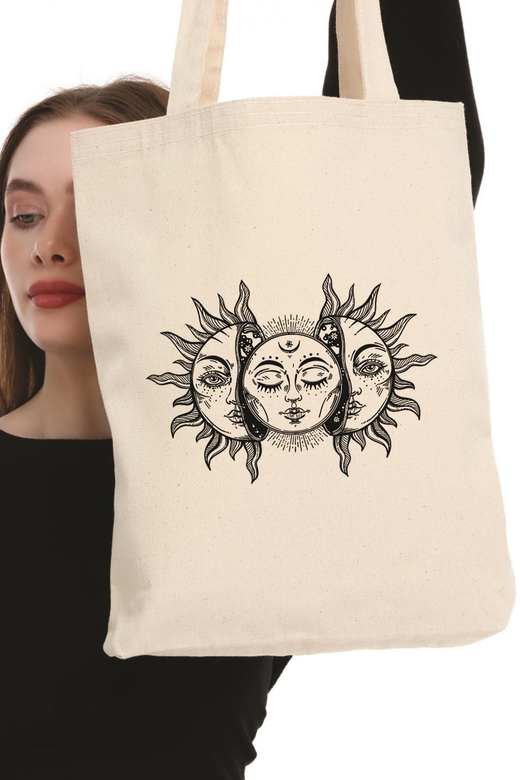 Kanvas Vintage Güneş ve Ay Bez Çanta C0597