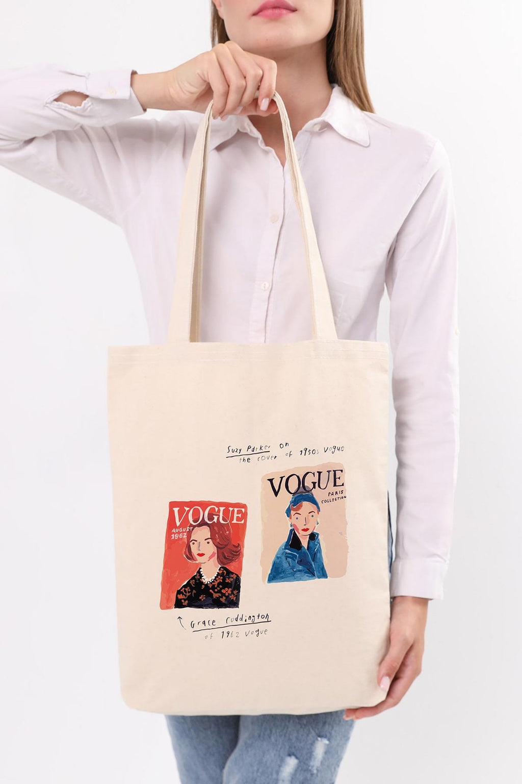 Kanvas Vogue Baskılı Bez Çanta