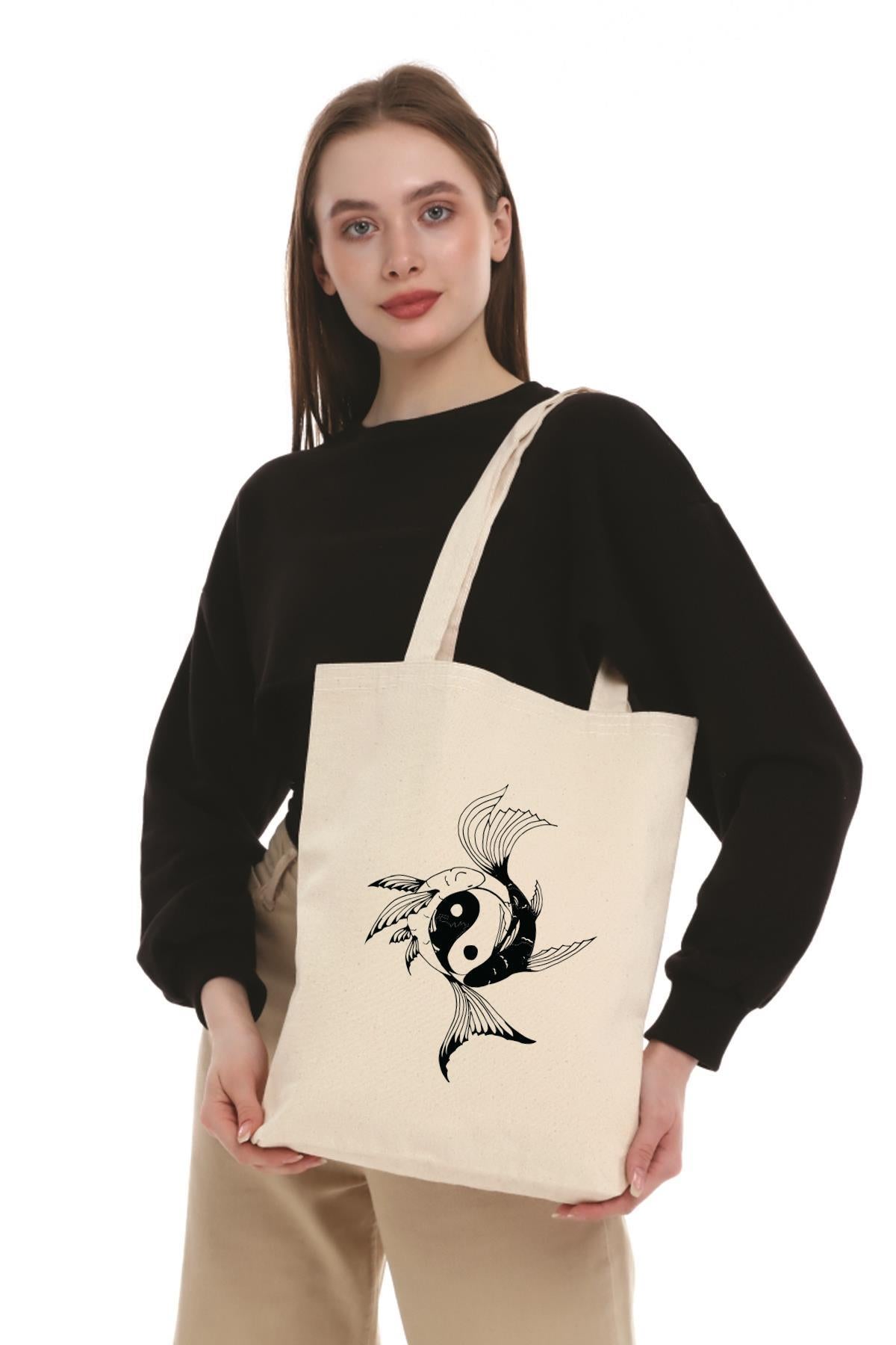 Kanvas Ying Yang Bez Çanta C0604