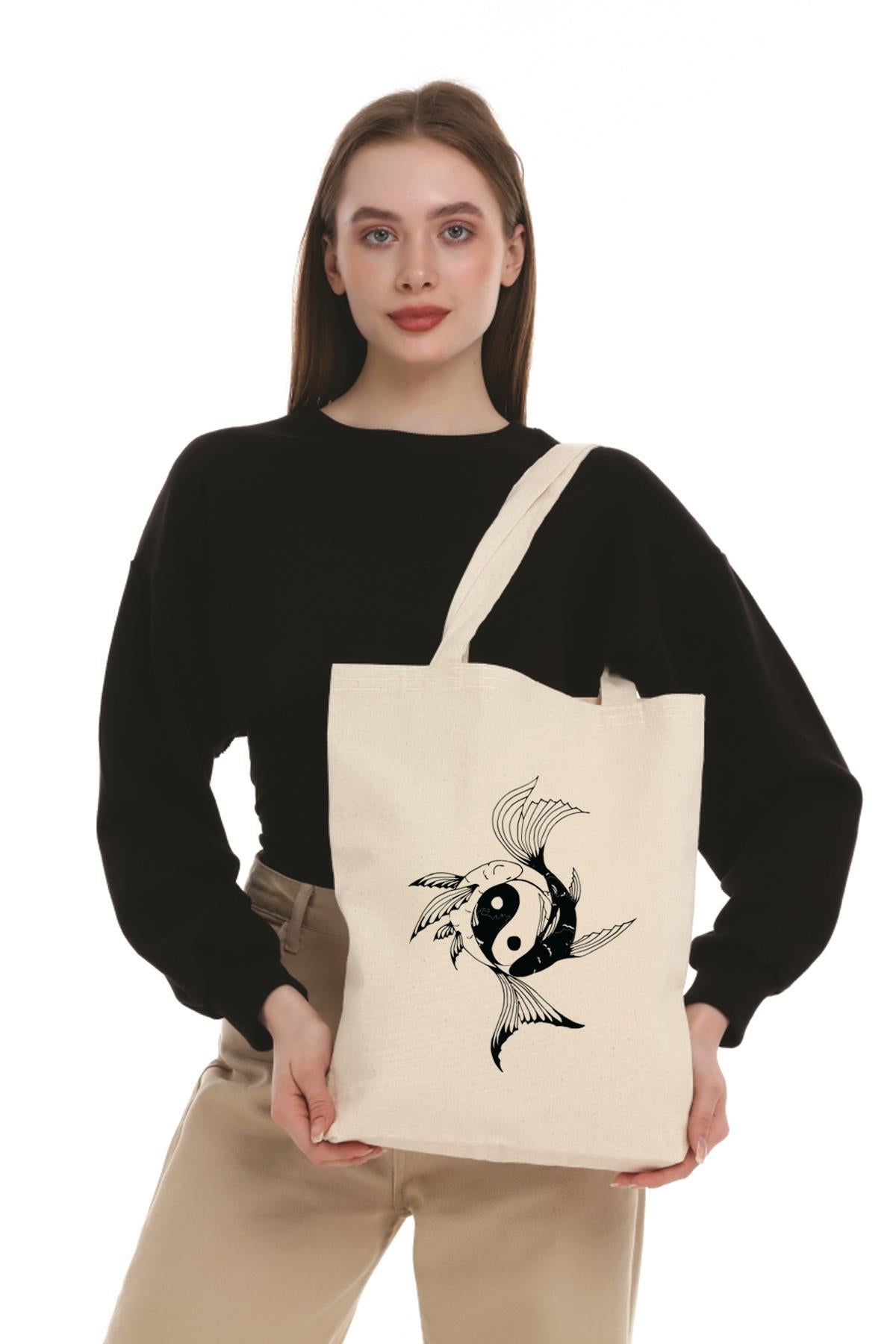 Kanvas Ying Yang Bez Çanta C0604