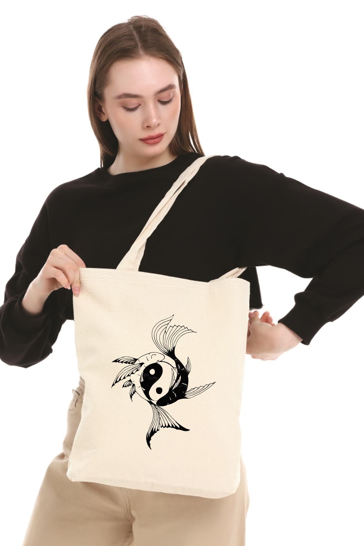 Kanvas Ying Yang Bez Çanta C0604