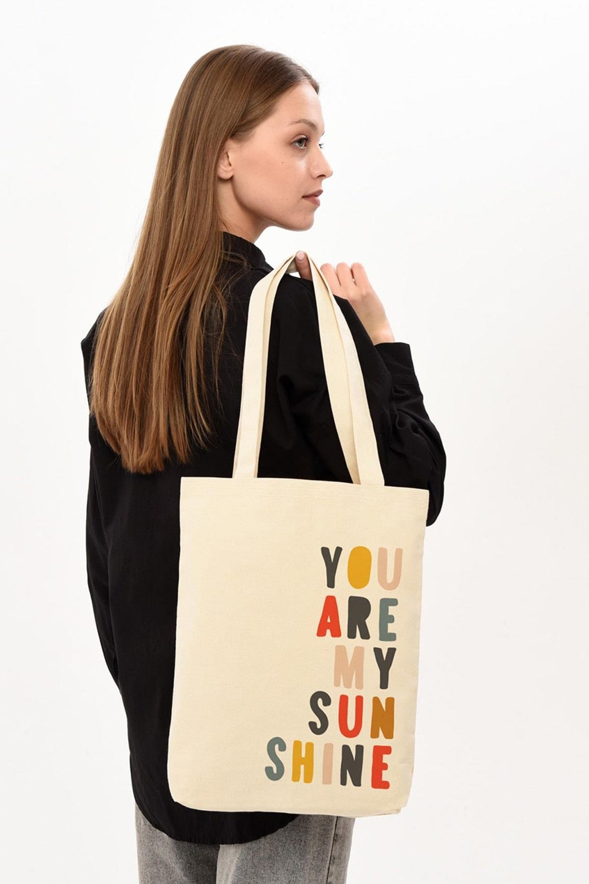 Kanvas You Are My Sun Baskılı Bez Çanta