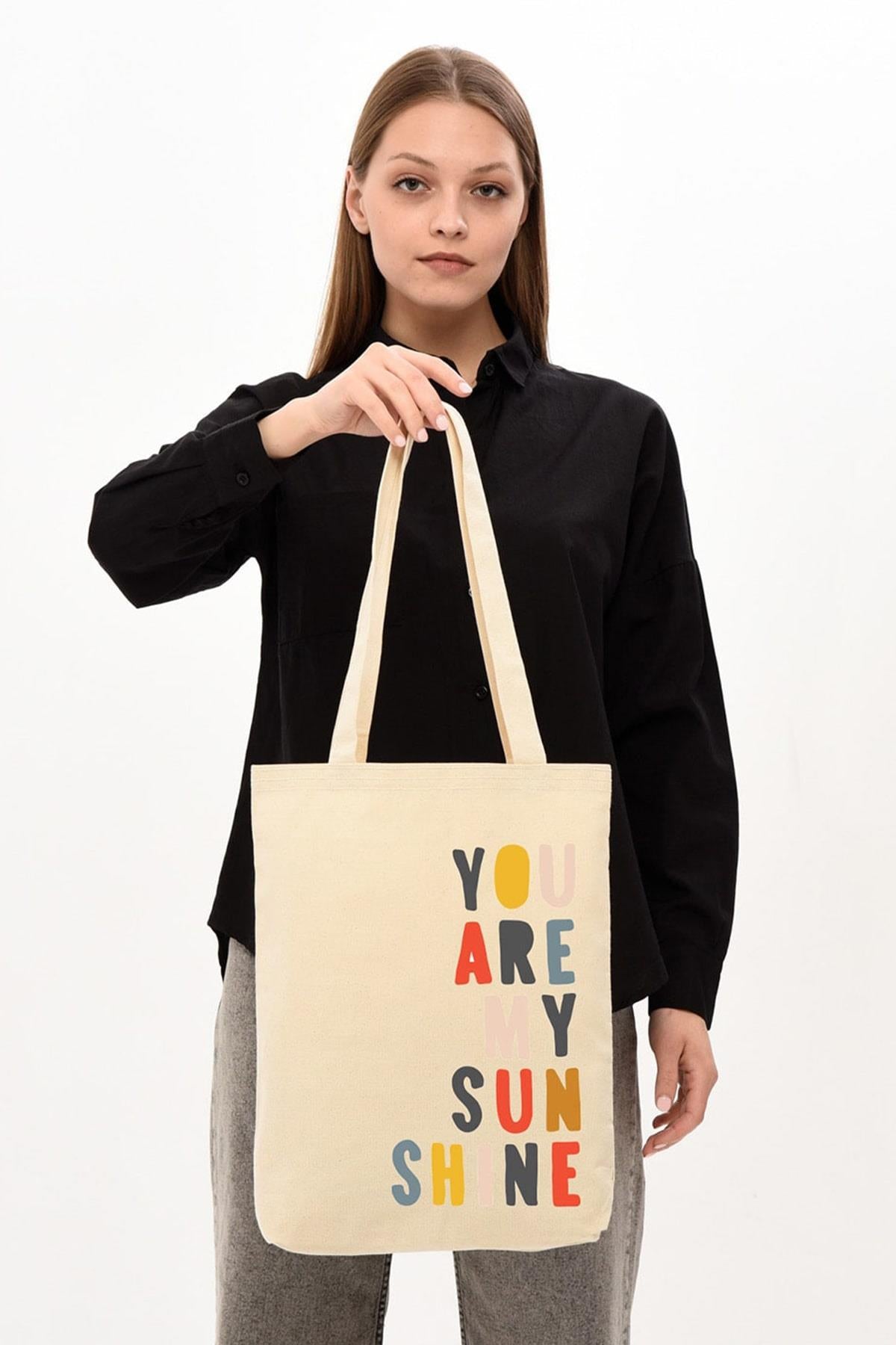 Kanvas You Are My Sun Baskılı Bez Çanta