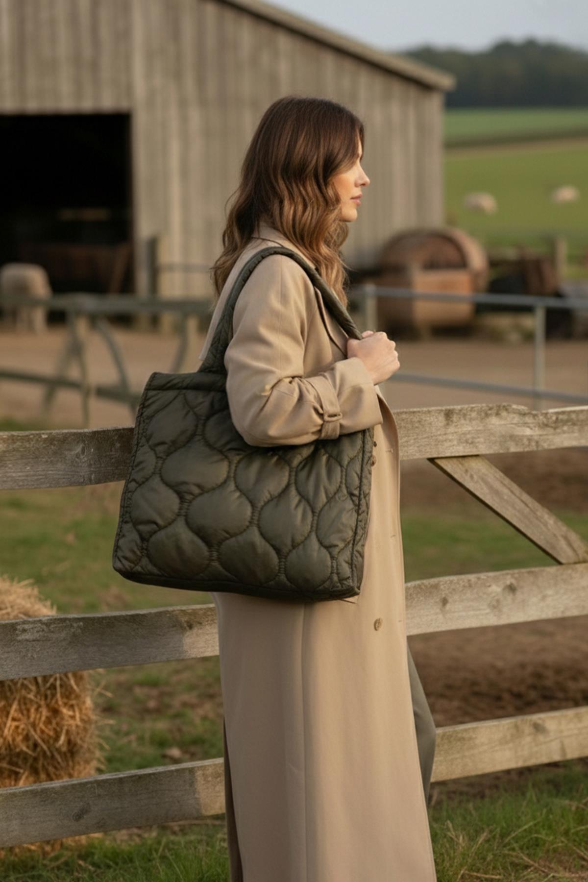 Yeşil Kapitone Çanta - Puffer Bag