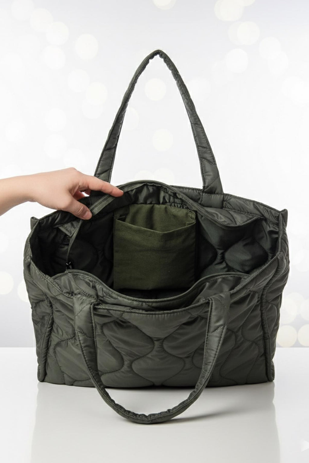 Yeşil Kapitone Çanta - Puffer Bag