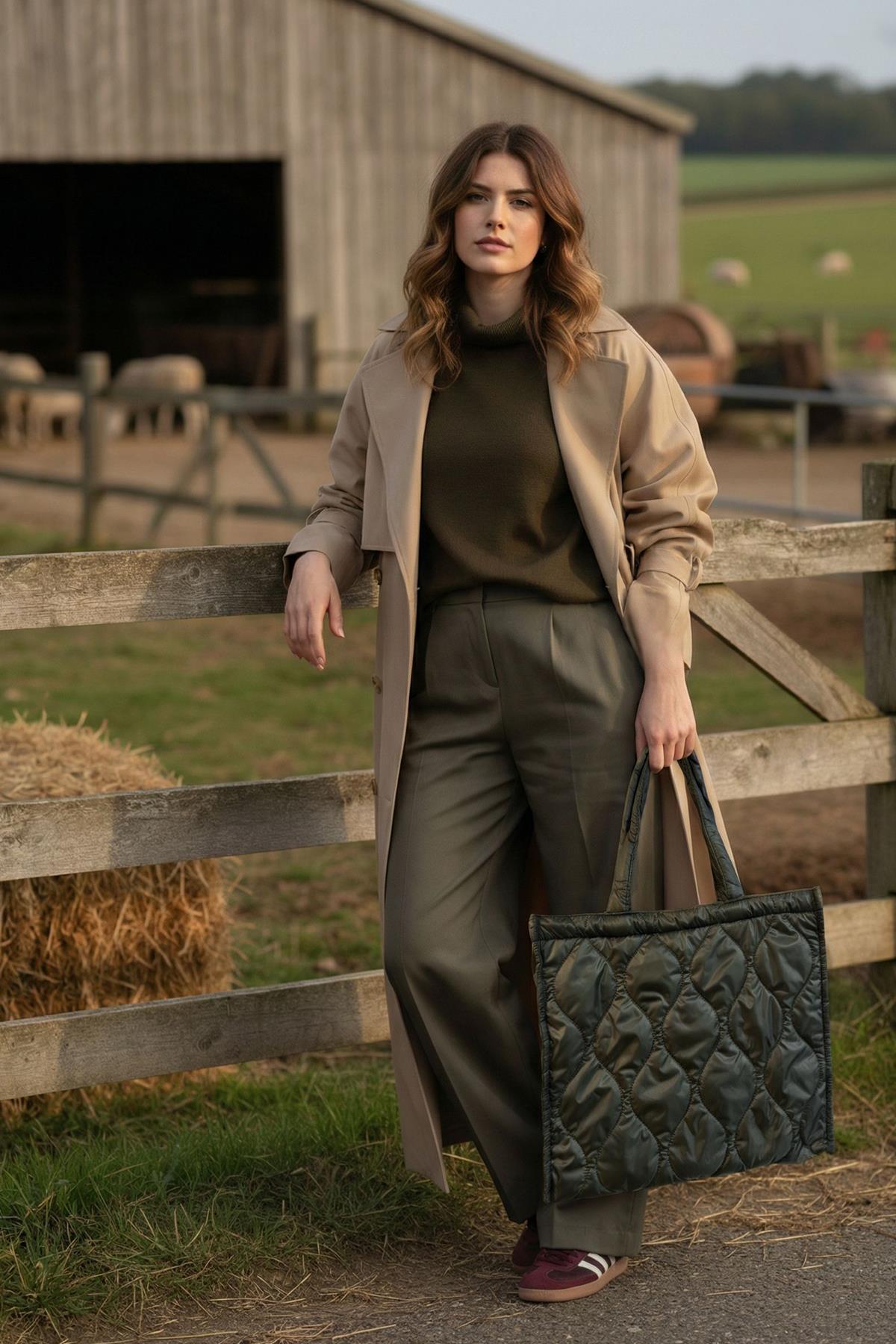 Yeşil Kapitone Çanta - Puffer Bag
