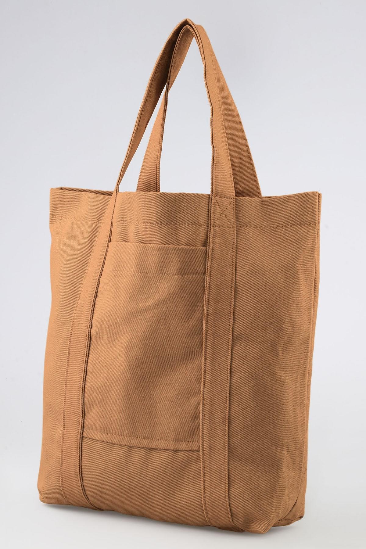 Kısa Sap Cepli Model Kiremit Çanta | 45cm Sap