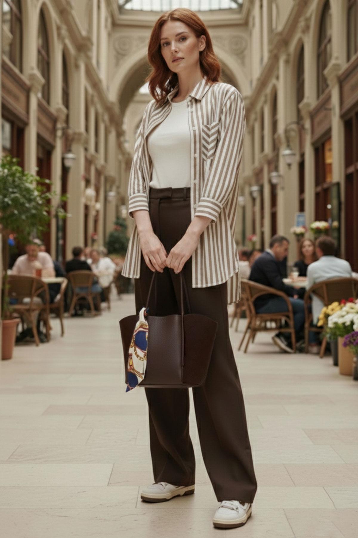 Koyu Kahve Lale Model Çanta
