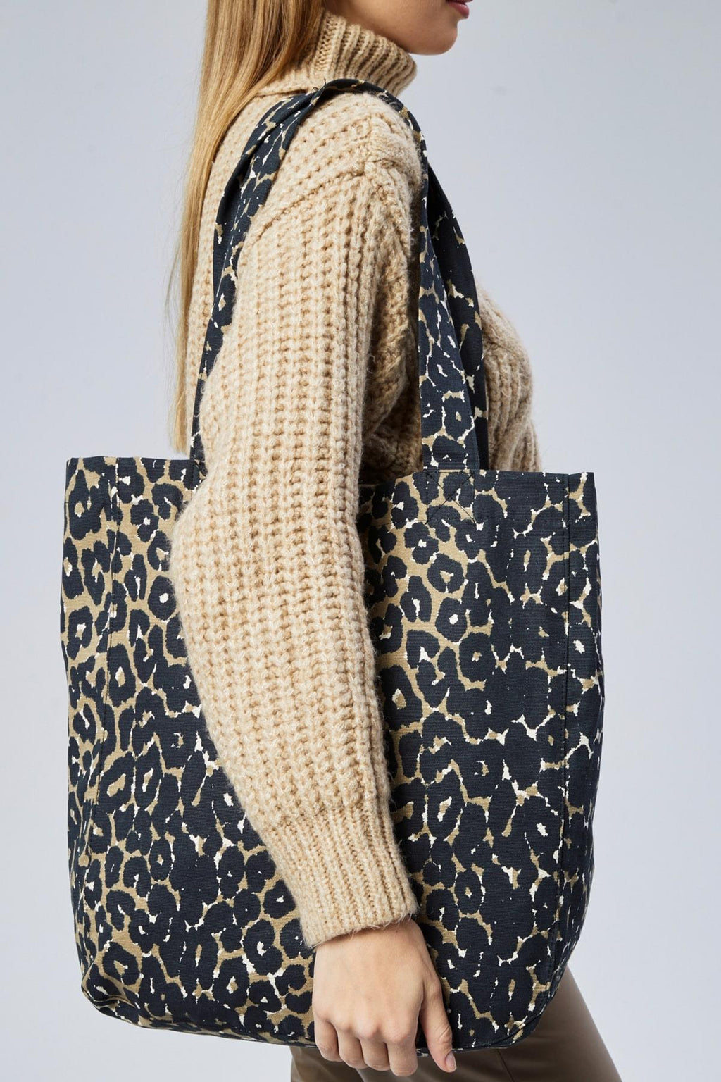 Koyu Leopar Desen Çanta