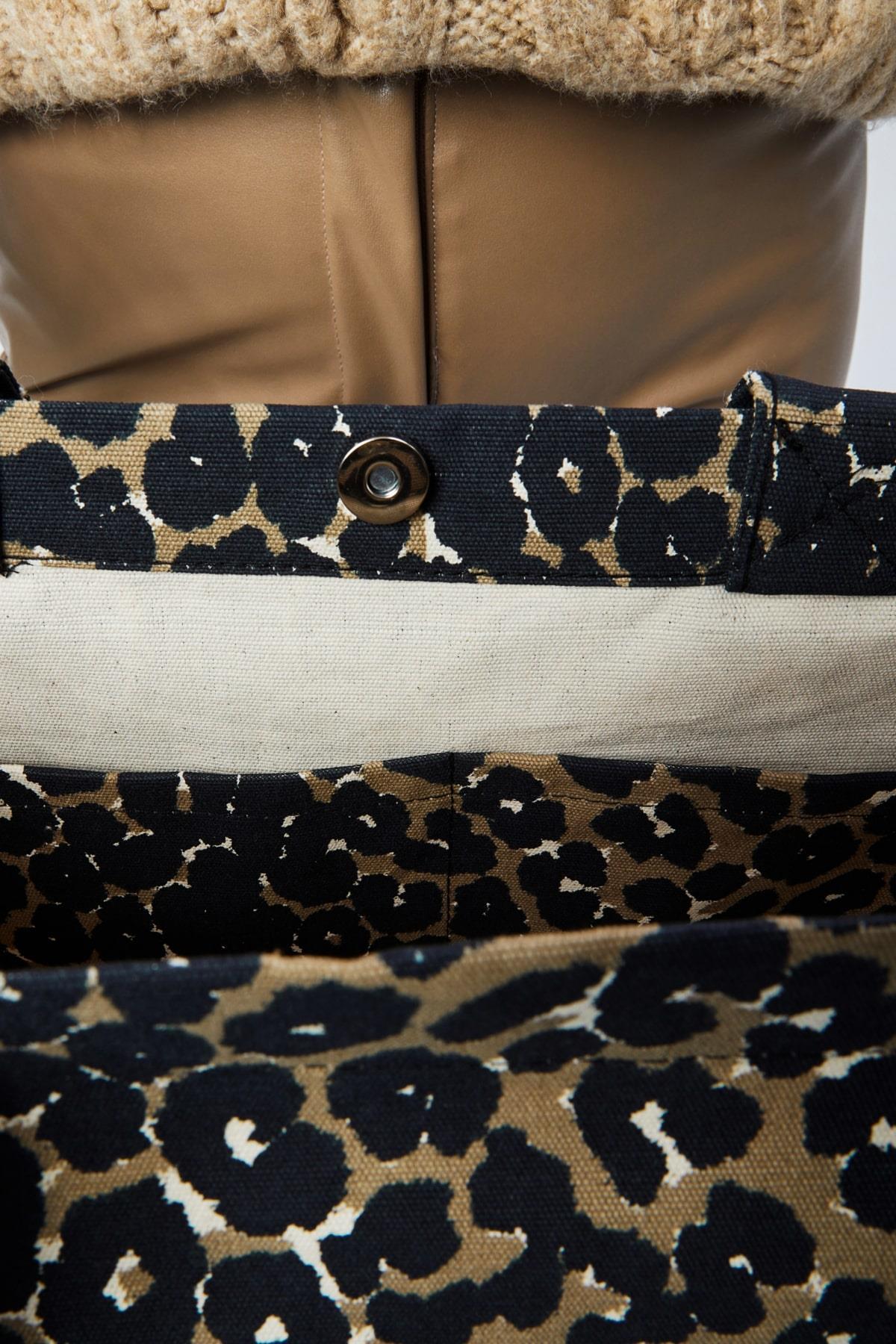 Koyu Leopar Desen Çanta
