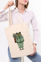 Lady Frog Baskılı Kanvas Omuz Çantası