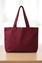 Kadın Bordo Omuz Çantası Çıtçıt Kapatmalı Geniş Bez Tote Bag
